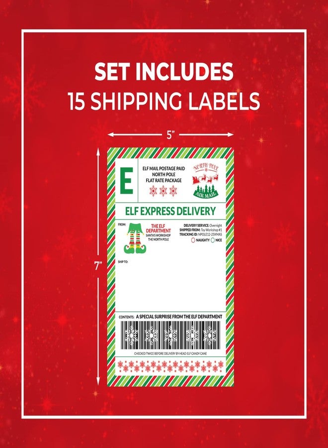 Pink Pixie Studio 15 Elf Express Delivery Mail Shipping Labels from The North Pole Gift Tag 5 x 7" Early of Late Arrival Package or Surprise Gift from Santa Clause Fun Magical Holiday Tradition - Image 2